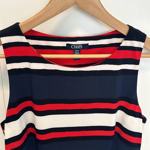 Ladies sleeveless striped shift dress. 
Classic colours red, white & blue. - Picture 2 of 3